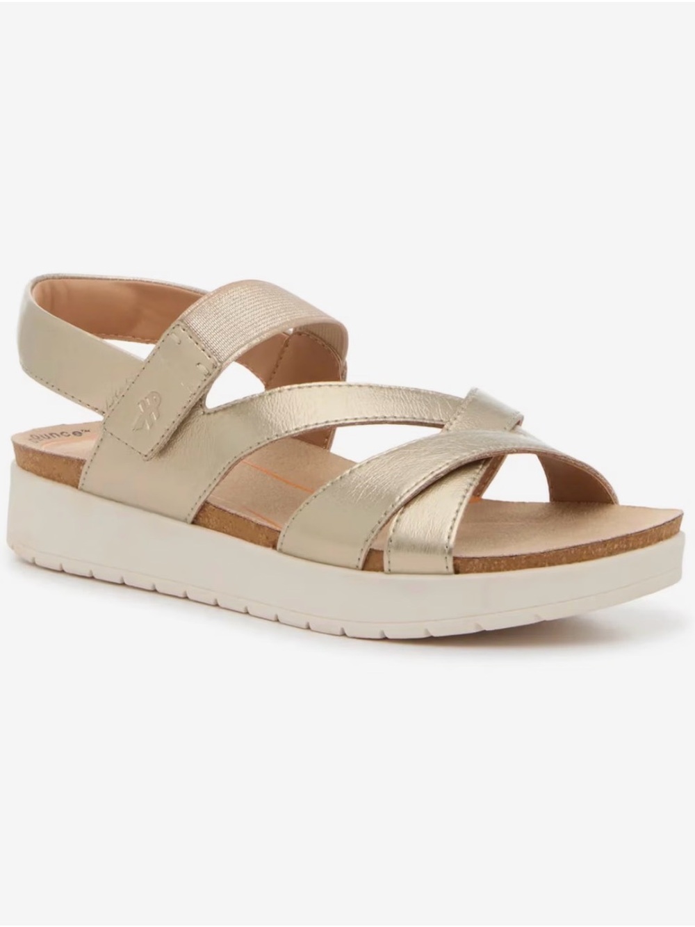 Hush Puppies Women's Metallic Gold Cross-Strap Platform Sandal